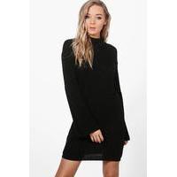 Wide Sleeve Jumper Dress - black