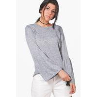 wide sleeve fine knit jumper grey