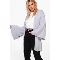 Wide Sleeve Kimono Cardigan - grey