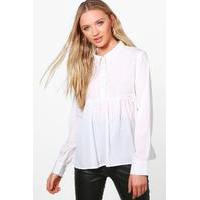 wide hem button up shirt ivory