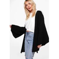 Wide Sleeve Kimono Cardigan - black