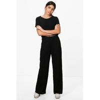 Wide Leg Trouser & Top Knitted Lounge Set - black
