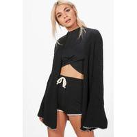 Wide Sleeve Edge To Edge Cardigan - black