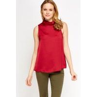 wine sleeveless high neck top