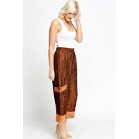 wide leg cropped contrast trousers