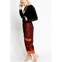 wide leg cropped contrast trousers