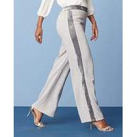 Wide Leg Trouser with Velour Stripe Reg