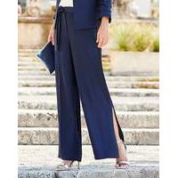 Wide Leg Crepe Tie Waist Trouser Regular