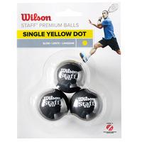 Wilson Staff Single Yellow Dot Squash Balls - Pack of 3