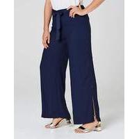 Wide Leg Crepe Tie Waist Trouser Regular