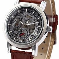 WINNER Men\'s Auto-Mechanical Skeleton Watch PU Leather Band Wrist Watch Cool Watch Unique Watch