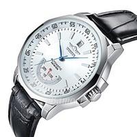 WINNER Men\'s Automatic Mechanical Water Proof Date Black Leather Band Wrist Watch Cool Watch Unique Watch Fashion Watch
