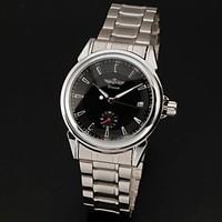 WINNER Men\'s Automatic Self-Wind Auto Date Black Dial Silver Steel Band Analog Wrist Watch Cool Watch Unique Watch