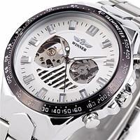 WINNER Men\'s Hollow Skeleton Mechanical Steel Band Wrist Watch Cool Watch Unique Watch