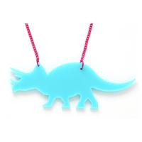 wild republic blue triceratops chain necklace