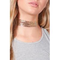 Wide Chainmail Metal Choker - gold
