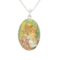 wind in the willows necklace oval fine bone china and silver