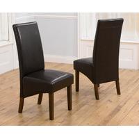 WNG Brown Dark Faux Leather Dining Chairs (Pair)