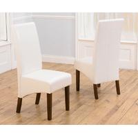 WNG Ivory White Dark Faux Leather Dining Chairs (Pair)