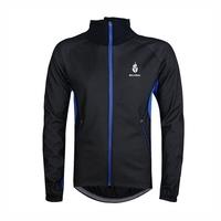 WOLFBIKE Men Fleece Thermal Winter Cycling Jacket Windproof Bike Bicycle Wind Coat Clothing Casual Long Sleeve Jersey Waterproof Blue XL