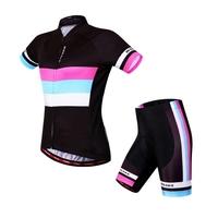 Women Breathable Comfortable Short Sleeve Padded Shorts Cycling Clothing Set Riding Sportswear