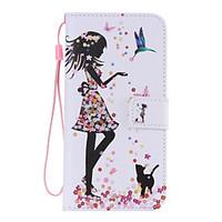 Woman Cat Painted PU Phone Case for Galaxy S6edge Plus/S6edge/S6/S5/S5mini/S4/S4mini/S3/S3mini