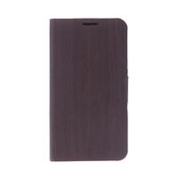 Wooden Leather Wallet Flip Stand Case Cover for SAMSUNG Galaxy S5 i9600 Coffee