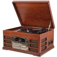 wooden retro turntable with built in cd and tape player