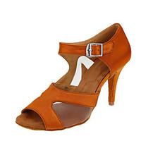 Women\'s Latin Ballroom Salsa Tango Dance Shoes Customized Heels Soft Leather Bottom Dancing Shoes Brown
