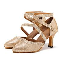 Women\'s Rhinestone Modern Dance Shoes Pointed Closed Toe Latin Ballroom Salsa Dancing Shoes Dancewear Gold/Silver