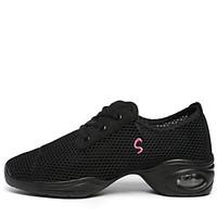 Women\'s Dance Shoes Sneakers Breathable Synthetic Low Heel Black/White/Fuchsia