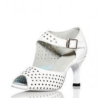 Women\'s Latin Ballroom Dance Shoes Jazz / Swing Shoes / Salsa / Samba Satin Customized Heel Black / White