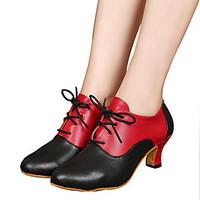 womens mens kids dance shoes samba leather cuban heel black red