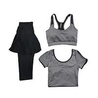Women\'s Short Sleeve Running Sports Bra Clothing Sets/Suits Breathable Quick Dry Sports Wear Yoga Exercise Fitness RunningModal