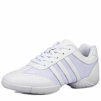 Women\'s Dance Shoes Sneakers Breathable Leather Low Heel White