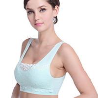 Women Sexy Seamless Lace Sports Bra Elastic Wireless Breathable Push Up Padded Tops