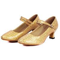 womens dance shoes latin sparkling glitterpaillette low heel bluepinkr ...