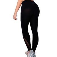 womens sexy mesh quick dry tights compression long sports pants fitnes ...