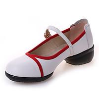 womens dance shoes sneakers breathable leather low heel blackredwhite