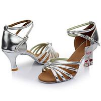 Women\'s Dance Shoes Satin / Leatherette Latin/Ballroom/Samba Sandals Customized Heel Indoor More Color