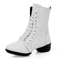 womens dance shoes boots breathable leather low heel blackredwhite