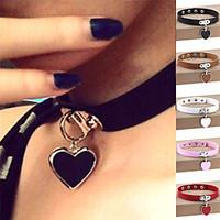 Women\'s Choker Necklaces Pendant Necklaces Collar Necklace Leather Silver Plated Alloy HeartSexy Fashion Vintage Punk Adjustable