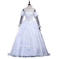 Women Layered Princess Dress White Queen Halloween Holiday Long Fluffy One-piece Dress Cosplay Costume