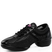 Women\'s Dance Shoes Sneakers Breathable Synthetic Low Heel Black/White