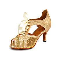 womens dance shoes salsa leatherette sparkling glitter stiletto heel b ...