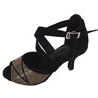 womens customized heel latin sandals open toe dancing shoe black and g ...