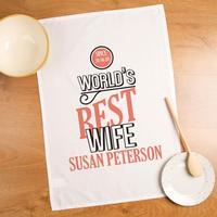 Worlds Best Wife Personalised Tea Towel