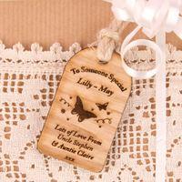 Wooden Butterfly Tag