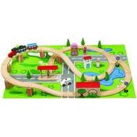 Wooden 50pc Train Set With Playmat