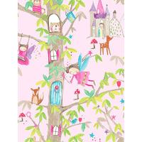 Woodland Fairies Glitter Wallpaper - Pink - Arthouse 667000